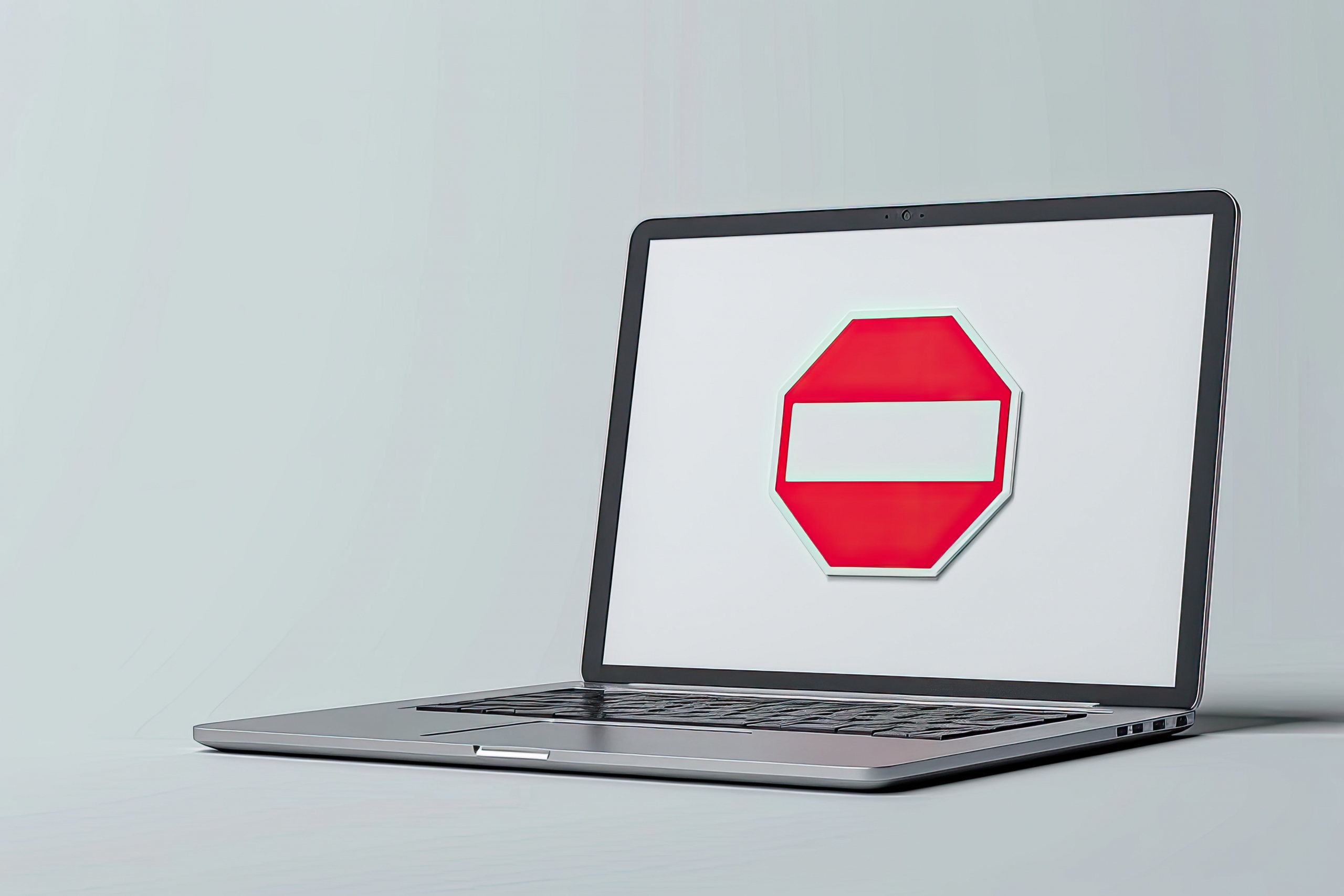 Laptop Notebook Computer With Red Stop Sign